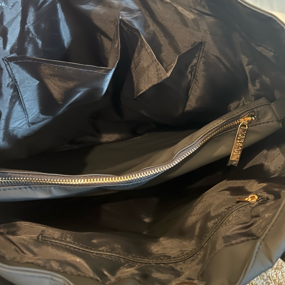 Versace Parfums Tote Medusa Logo Soft Vinyl Black and Gold NWT - Picture 7 of 8